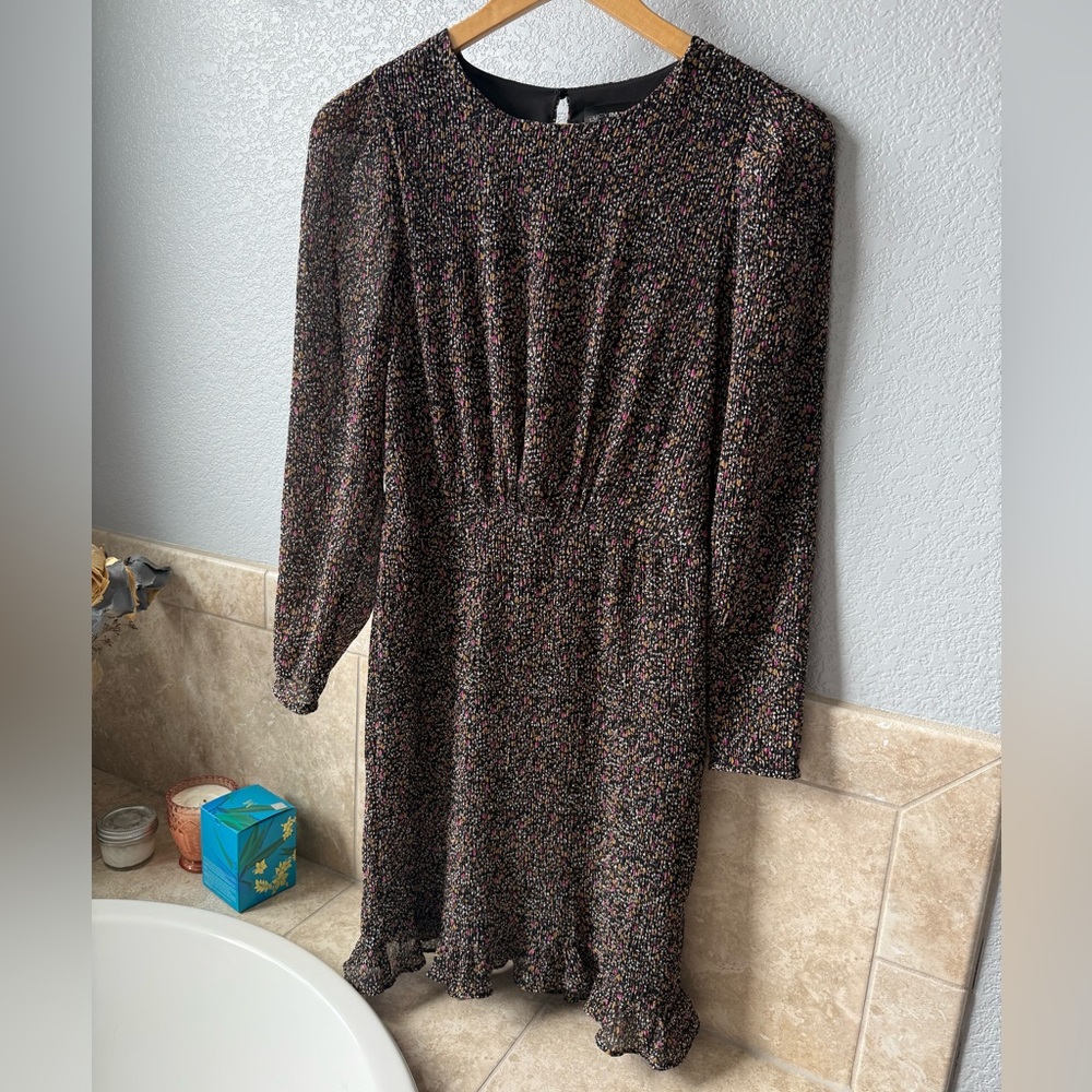 Lucy Paris Smocked Dark Floral Chiffon Dress